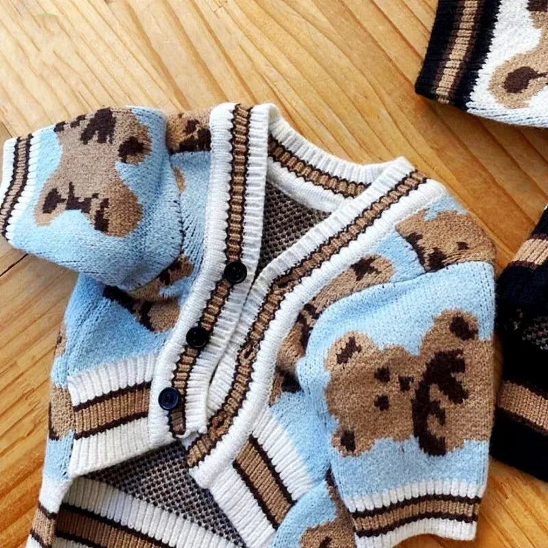 Luxury Pet Teddy Bear Striped Cardigan Sweater