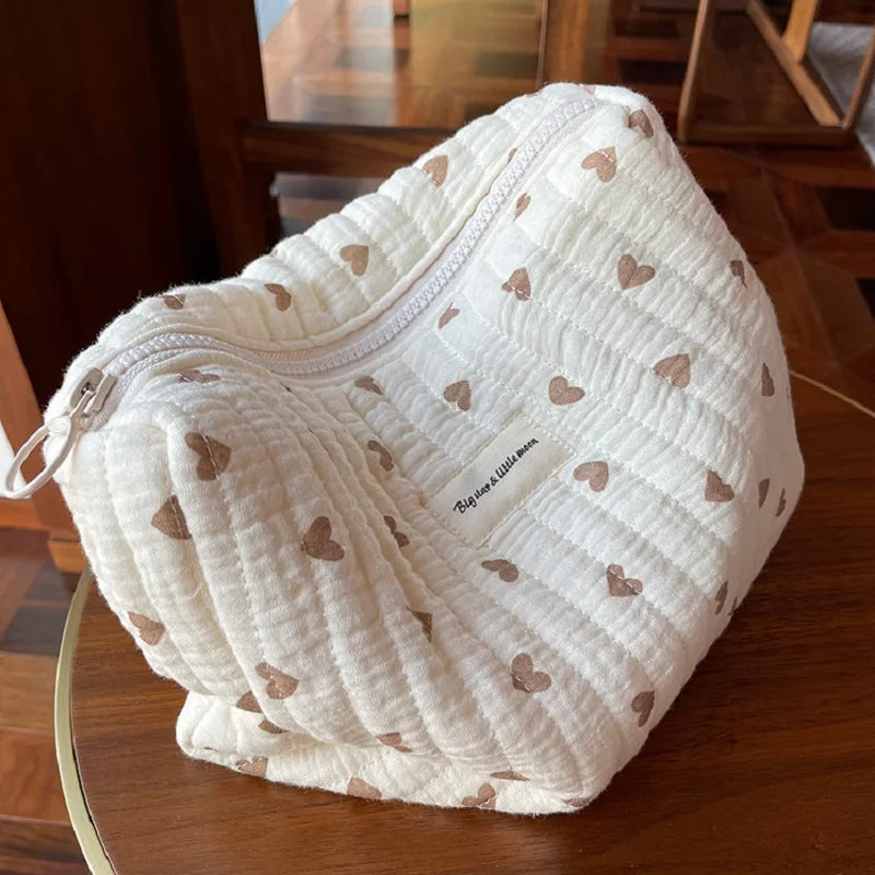 Soft Cute Patterned Cotton Large Makeup Bag